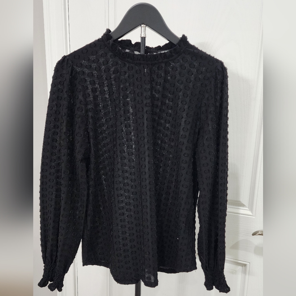 Adrianna Papell Black Polka Dot Top. Size L